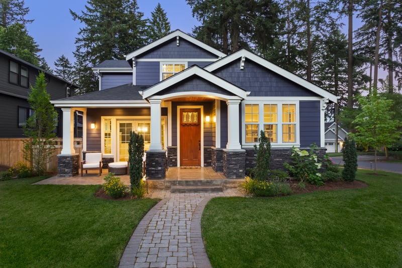 Beautiful luxury home exterior at twilight